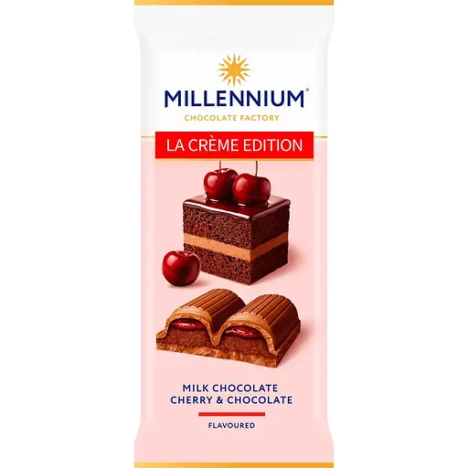 Шоколад Millennium La Creme Edition молочный с кремовой и вишневой начинкой 100 г - фото 1