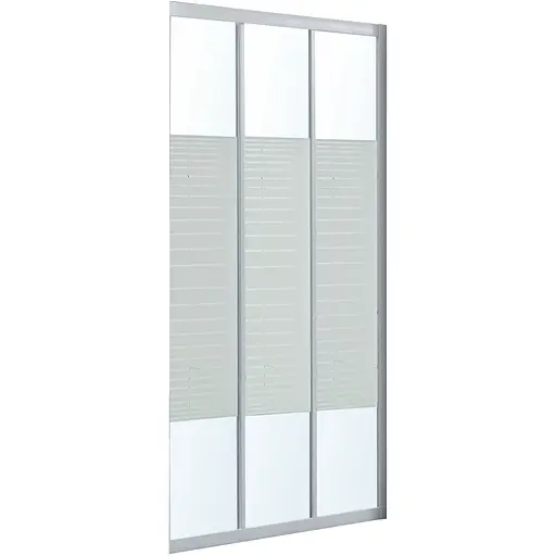 Душевые двери Eger 90x195 см 3-х элементное раздвижное стекло Frizek профиль белый 599-075-90, интимато, белый - фото 1