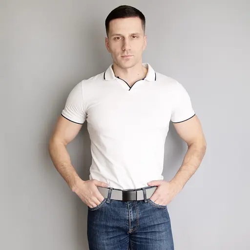 Ремінь-гумка чоловічий на затиску PS-40023 (115 см) світло-сірий плетений - фото 4