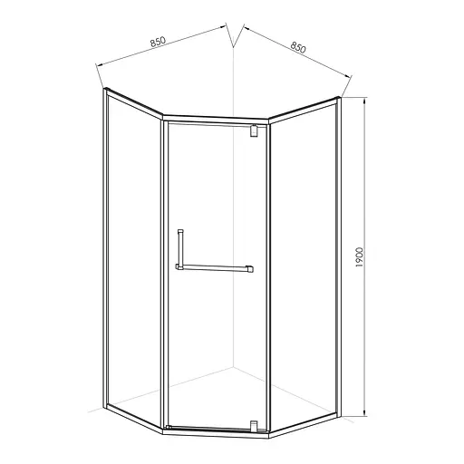Душевая кабина пятиугольная RJ 85x85 распашная прозрачное стекло 8 мм с покрытием Nano с ПВХ-подиумом графит K1009-1001, Графит, прозрачный, графит - фото 2