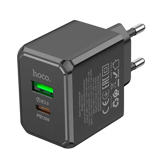 МЗП Hoco CS14A PD20W+QC3.0 (1USB-A/1C) Black - фото 3
