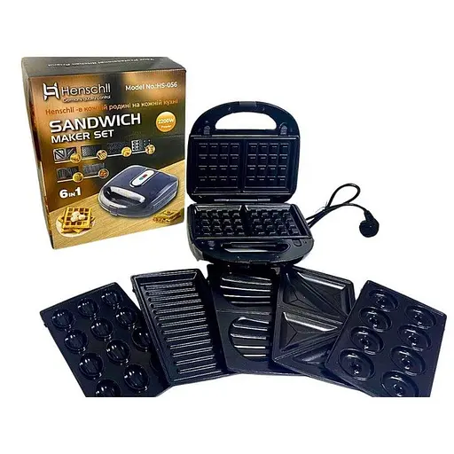 Электрогриль мультимейкер Henschll HS-056 6в1 со съемными формами 2200 Вт - фото 10