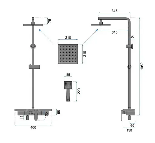 Душова система Rea Bravo gold з виливом REA-P4120, Золотий - фото 5