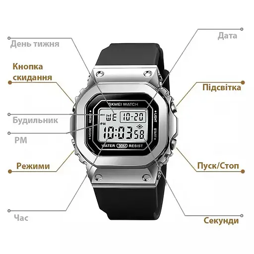 Чоловічий наручний годинник Skmei 1796 (Чорно-сірі) - фото 4