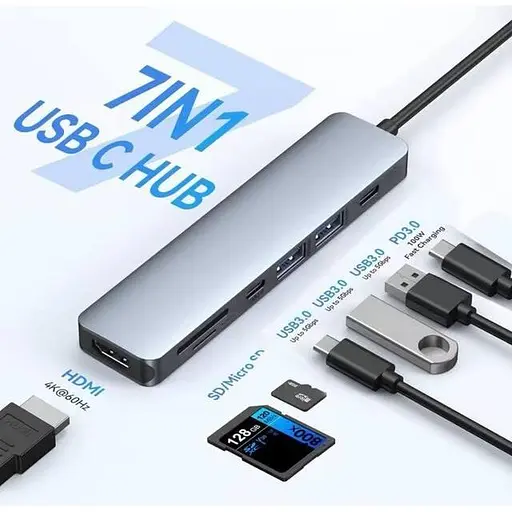 Багатопортовий активний USB Hub Hoco розгалужувач адаптер перехідник 8 в 1 Usb-концентратор для ноутбука і Macbook - фото 2