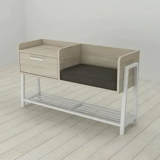 Банкетка з тумбочкою Ferrum-decor Бланка 540x1000x320 метал Білий ДСП Сонома 16 мм (FRD-103034)