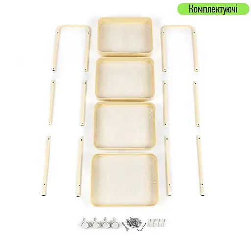 Этажерка Wall Sticker SW-00002114 мобильная четырехъярусная универсальная из металла 45х30х103 см кремовая - фото 4