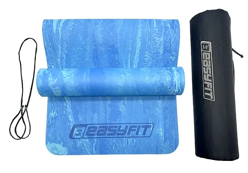 Коврик для йоги и фитнеса EasyFit PER Premium Mat 8 мм синий + Чехол (EF-1930s-1-BL) - фото 2
