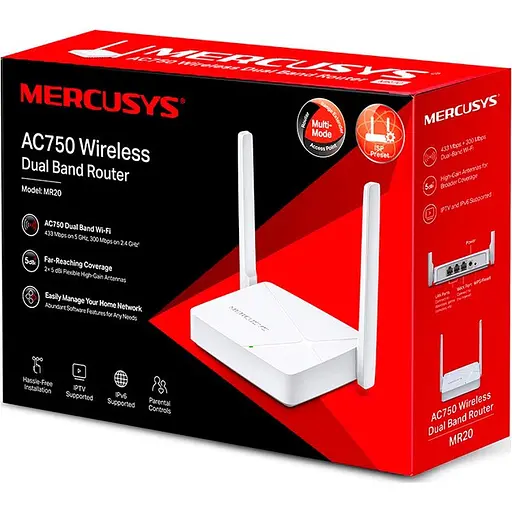 Маршрутизатор бездротовий - роутер Mercusys MR20 AC750 - фото 3