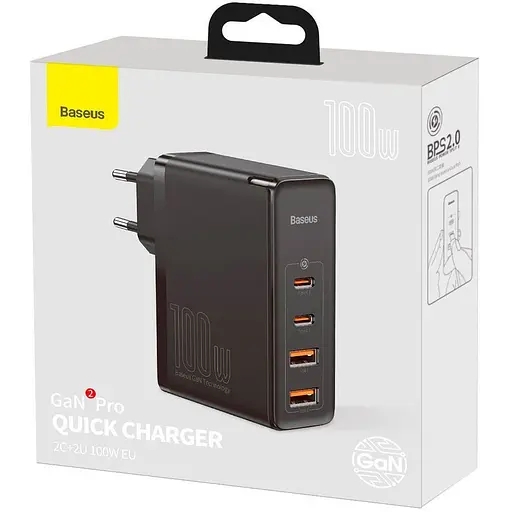 Мережевий зарядний пристрій Baseus GaN2 Pro Quick Charger 2C+2U 100W Black (CCGAN2P-L01) [79351] - фото 5