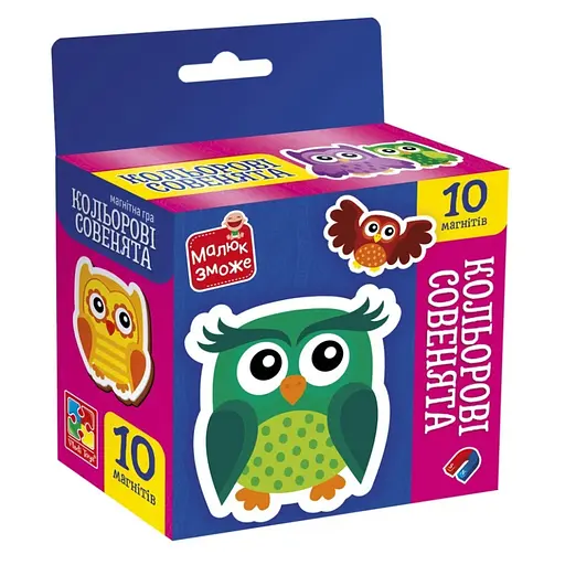 Детский набор магнитов "Цветные совята" Vladi Toys VT3106-38, 10 магнитов - фото 1