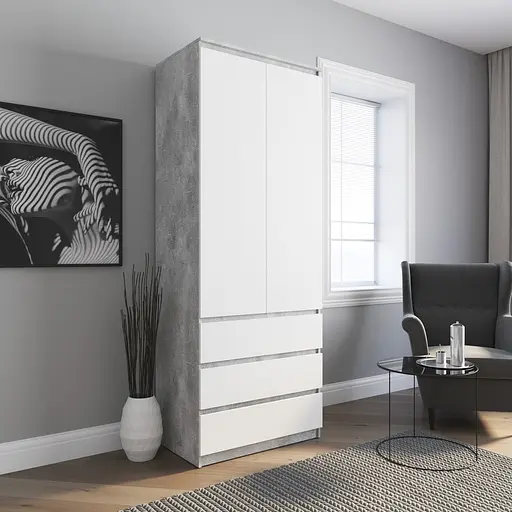 Шафа для одягу Vays R-9, 3 шухляди, штанга, без ручок, ЛДСП, 80×50×211 см – для спальні, вітальні, передпокою - фото 9