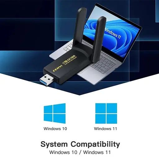 Бездротовий USB Wi-Fi адаптер Fenvi FU-AX1800, 2.4 / 5 GHz Mu-MIMO чорний (18838) - фото 5
