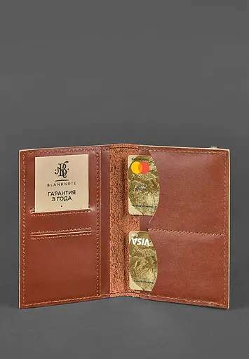 Шкіряна обкладинка для паспорта 2.0 світло-коричнева - фото 4