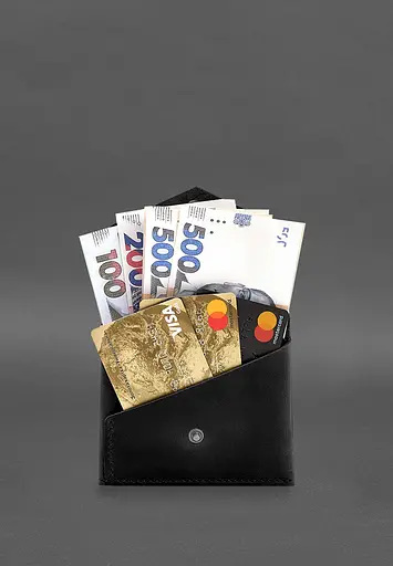 Кожаный кошелек mini 3.0 (кард-кейс) черный Crazy Horse - фото 5