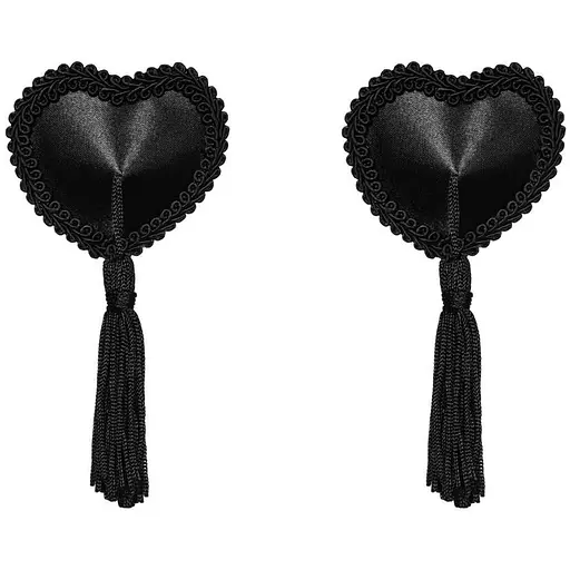 Еротичні наклейки на соски з китицями Obsessive Tassel nipple covers чорні One size - фото 2