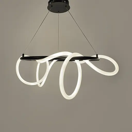 Черная кольцевая люстра с гибкой LED лентой Ø95 см (кольцо 60 см) | Ст. JU 22N-600 BK Line F - фото 6