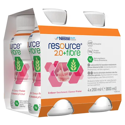 Набір ентеральне харчування Nestle Health Science Resource 2.0+Fibre зі смаком полуниці 2.4 л (3 уп. х 4 шт. х 200 мл) - фото 2