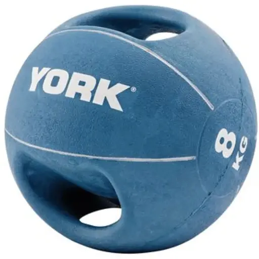 Мяч медбол York Fitness с двумя ручками 8кг синий