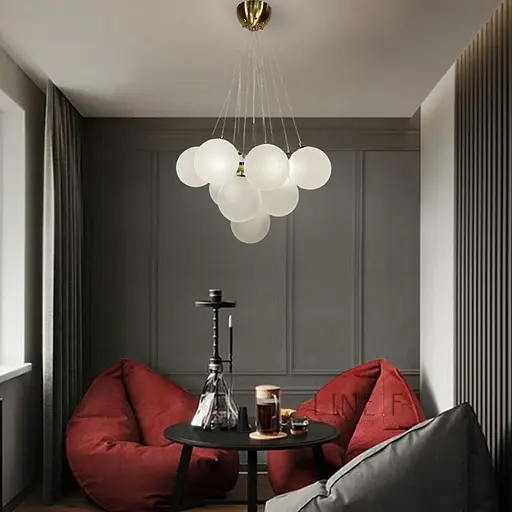 Люстра-пучок у золотому корпусі ⌀ 60 см 12 кульок | Line F | Арт. MJ140-650 GD+WT - фото 1