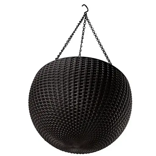 Уцінка. Горщик для рослин Keter Rattan hanging sphere з ланцюжком коричневий (7290106924567) - фото 6
