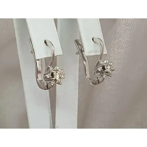 Золотые серьги с бриллиантами. 214176 - фото 3