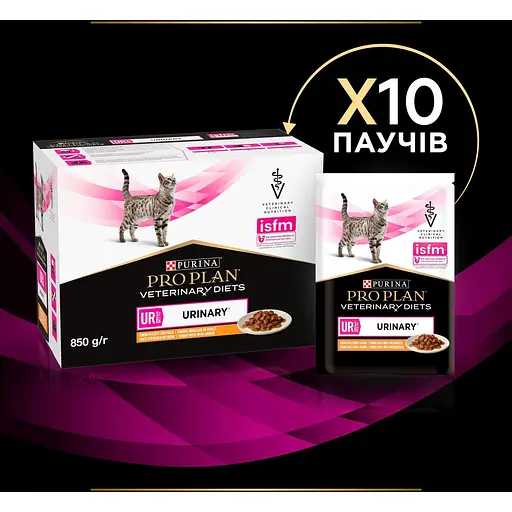 Уцінка. Вологий корм для котів Purina Pro Plan Veterinary Diets UR ST/OX Urinary з куркою 850 г (10 шт. x 85 г) (12308818) - фото 9