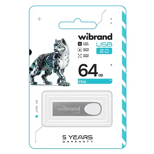USB флеш накопичувач Wibrand 64GB Irbis Silver USB 2.0 (WI2.0/IR64U3S) - фото 2