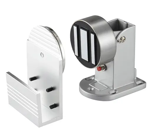 Электромагнитный напольный/настенный замок HC802 на стеклянные двери, угол открытия - 90, усилие 60 кг, 12/24 В, 60/120 мА, Box, Q10 - фото 1