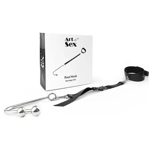 Анальный крюк 3 с ошейником из натуральной кожи Art of Sex - Anal hook, Черный - фото 2