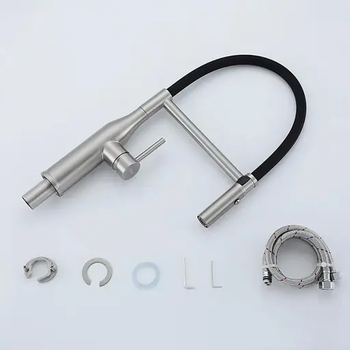 Змішувач для кухні гнучкий вилив збройована сталь Gappo G4098-25 Нержавіюча сталь - фото 5