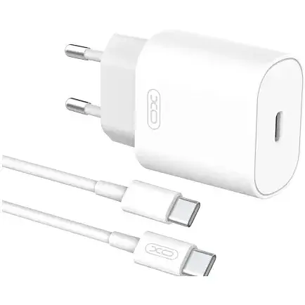 Зарядний пристрій комплект із кабелем XO L91 Type-C to Type-C PD 25 W Білий - фото 1