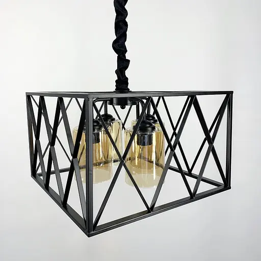 Сдержанная люстра в металлическом каркасе на 4 лампы Line.F Цвет плафона Графитовый - фото 4