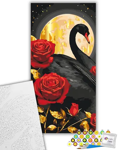 Набор для росписи ArtCraft Черный лебедь с металлизированными красками 40 x 80 см (11588-AC) - фото 2