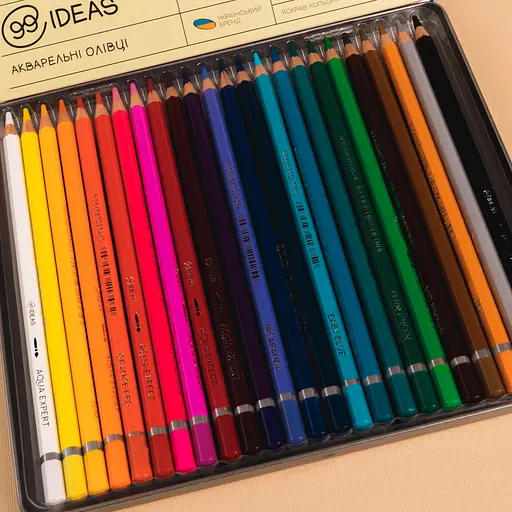 Набор карандашей акварельных 99IDEAS "Aqua Expert" 24 цвета, Basic Set, металлическая коробка, 99AE-24BAS - фото 5