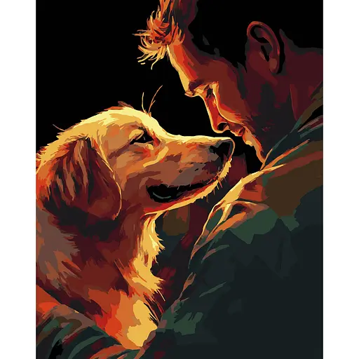 Набор для росписи по номерам Strateg Человек и пес на черном фоне 40 х 50 см (AH1181-19) - фото 1