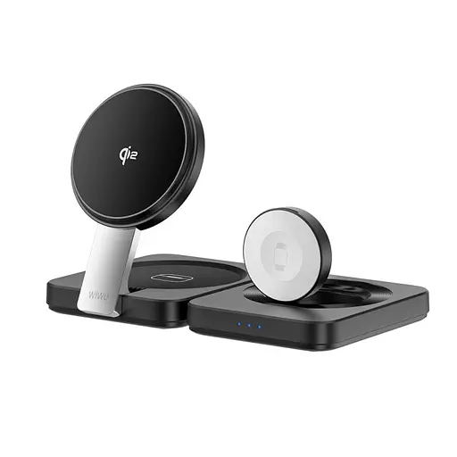 БЗП WIWU Wi-W028 QI2 3 in 1 wireless charger Black - фото 4
