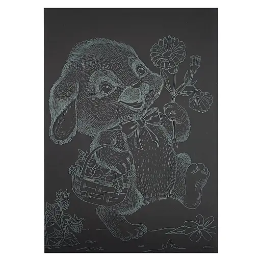 Гравюра А5 "Зайчик на прогулке" ГрА5з-7 эконом вариант в пакете 21 х 14,8 см