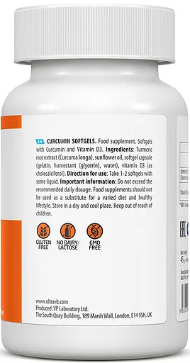 Куркумин + D3 VPLab Ultra Vit Curcumin + D3, 60 капсул - фото 3