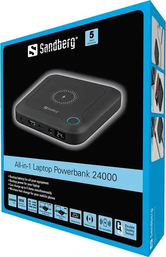 Зовнішній акумулятор для ноутбука Sandberg 24000 mAh 85W All-in1 Laptop з набором перехідників - фото 8