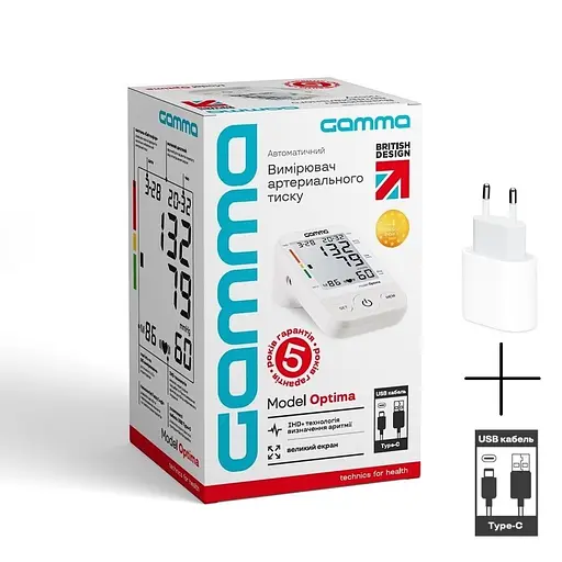 Тонометр Gamma Optima 4Gen Type-C + мережевий адаптер автоматичний на плече - фото 4