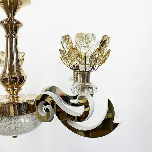 Люстра на 5 кришталевих квіток-плафонів Line.F 86529/5 GD - фото 4