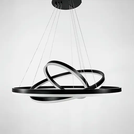 Cучасна люстра на три кільця у чорному каркасі Line.F Діаметр 60+40+20 см - фото 9