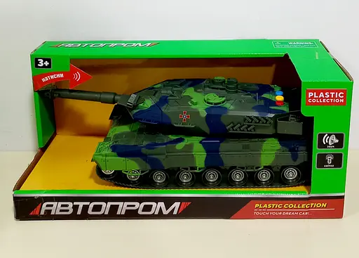 Танк на батар 7960 АВТОПРОМ, світло, звук, кор.39*15*17,5 см (6965865110315) Зелений - фото 1