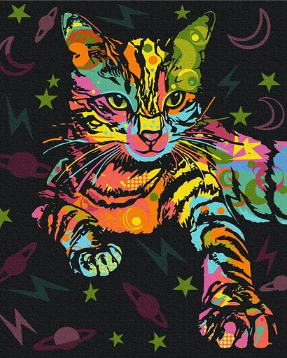 Картина за номерами на підрамнику Brushme Космічний кіт