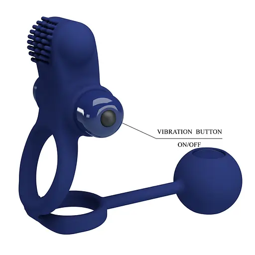 Виброкольцо Pretty Love Vibration Penis Sleeve IV 20.3 см синий - фото 6