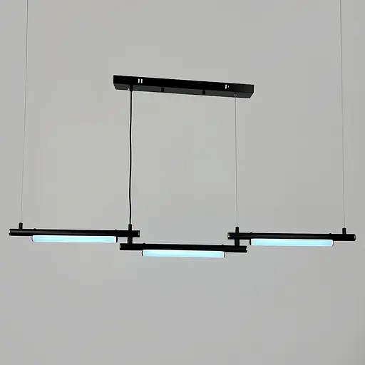 Унікальна підвісна люстра у чорному видовженому корпусі 121х13 см | Line F | Арт. MJ318-1500L BK - фото 7