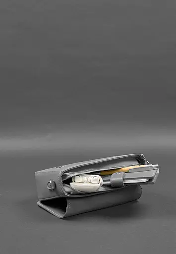 Жіноча шкіряна сумка Mary сіра - фото 10