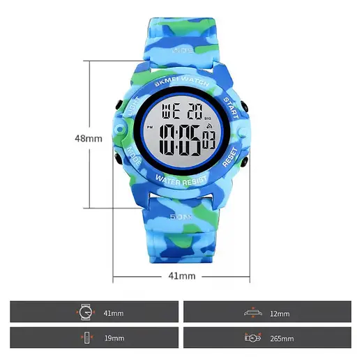 Детские наручные часы Skmei 1574 Голубой камуфляж - фото 3