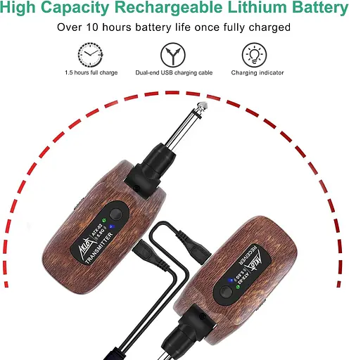Бездротова гітарна система з передавачем і приймачем AKLOT 5,8 ГГц, вбудований літієвий акумулятор - фото 2